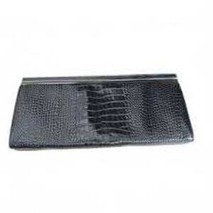 Ann Taylor Black Crocodile‎ Embossed Clutch Evening Bag Purse Party Cocktail